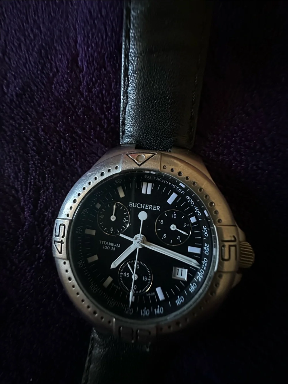 Bucherer Titanium Black Dial Men's Chronograph Watch